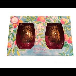 Lilly Pulitzer Designer Stemless Fresh Squeezed Wine Glass Set